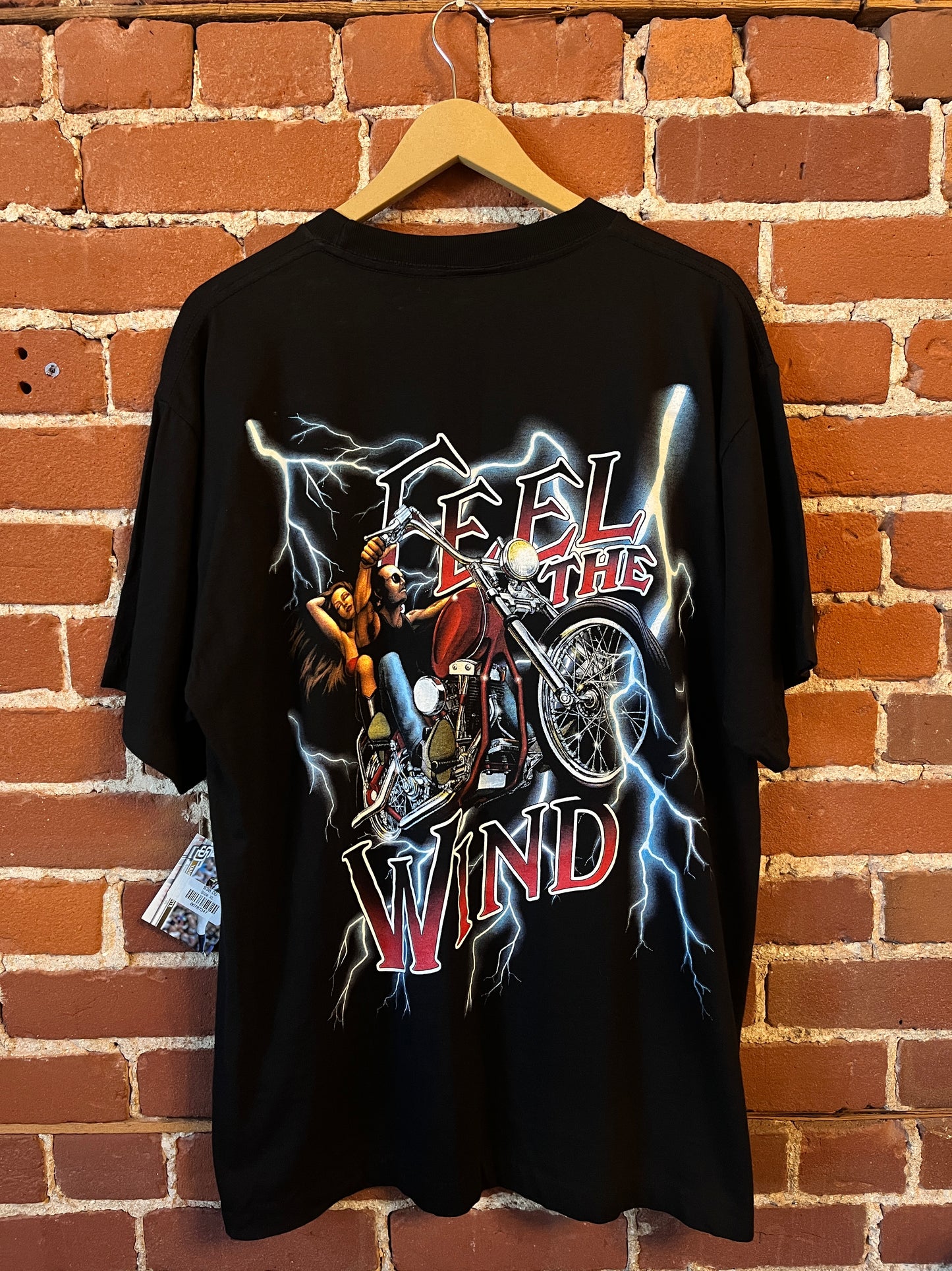 Feel The Wind Rock Eagle Biker and lightning graphic AOP 90s