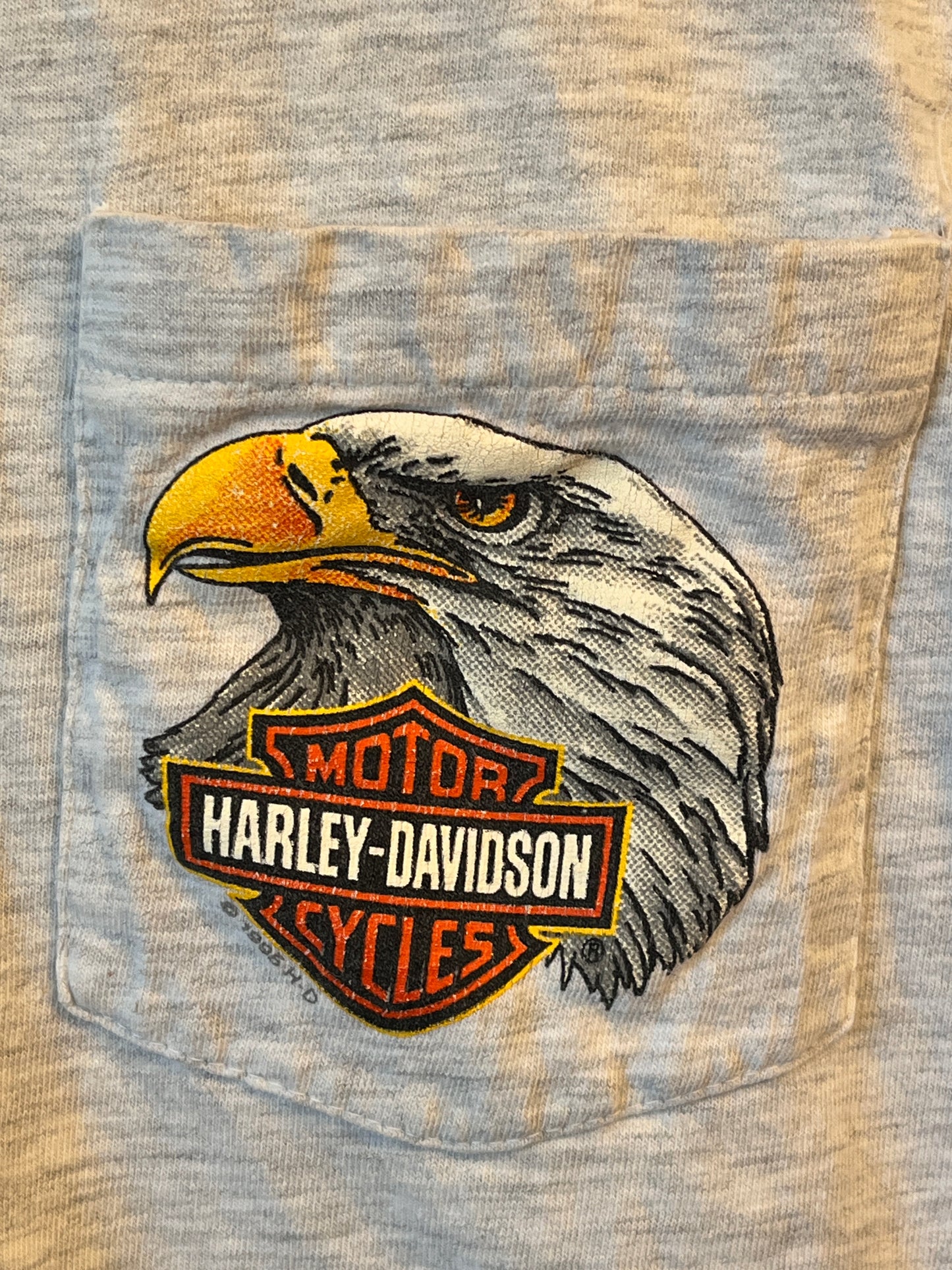 Harley Davidson Eagle breast pocket t with Little Rock hog back graphic '95
