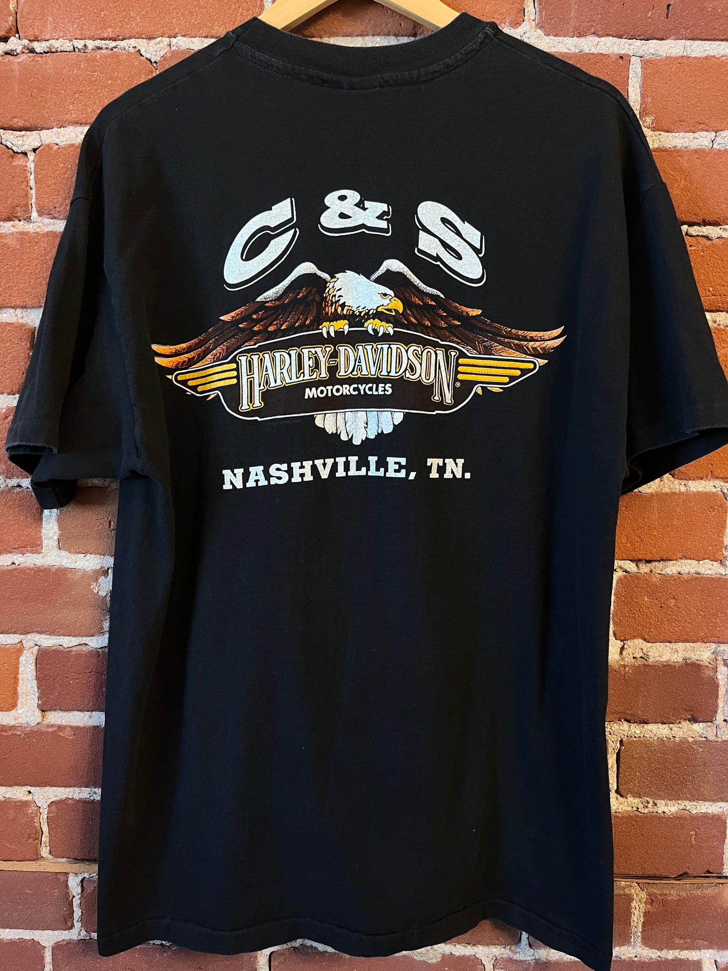 Harley Davidson breast pocket Eagle graphic t Nashville, TN '92