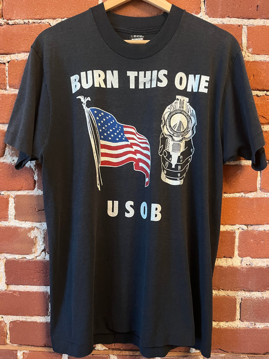 Burn this one USOB Sturgis S.D. 50th year graphic t '90
