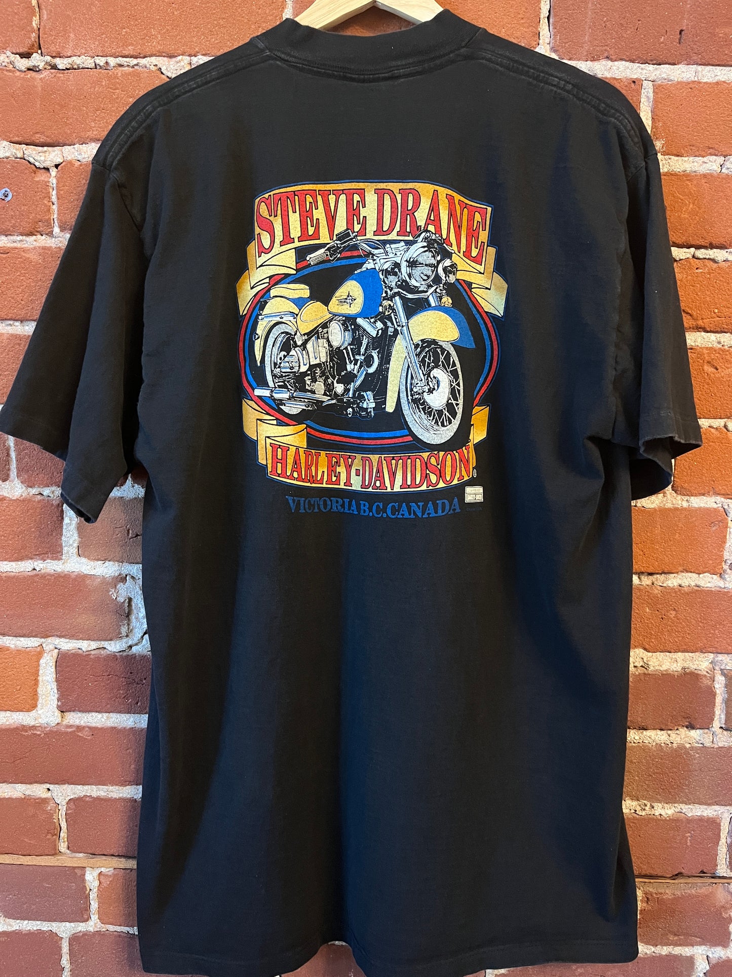 Harley Davidson The Evolution of Motorcycling / back graphic Steve Drane Victoria B.C. Canada 90s